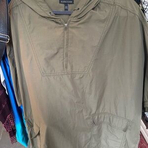 Eileen Fisher Olive Green Hooded Pullover Anorak